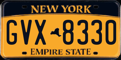 NY license plate GVX8330