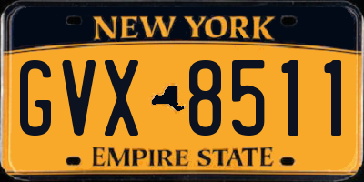 NY license plate GVX8511