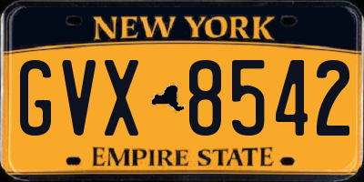 NY license plate GVX8542