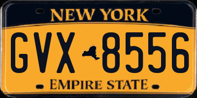 NY license plate GVX8556