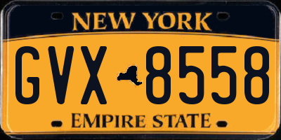 NY license plate GVX8558