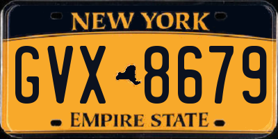 NY license plate GVX8679