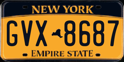 NY license plate GVX8687