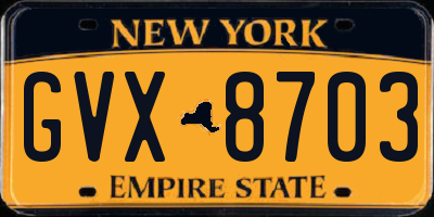 NY license plate GVX8703