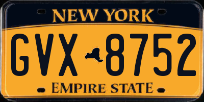 NY license plate GVX8752