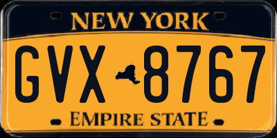 NY license plate GVX8767