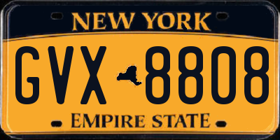 NY license plate GVX8808