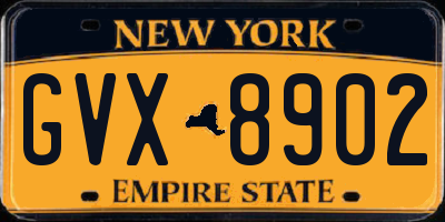 NY license plate GVX8902