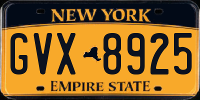 NY license plate GVX8925