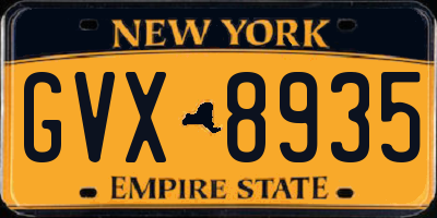 NY license plate GVX8935