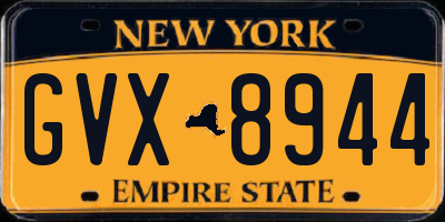 NY license plate GVX8944