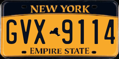 NY license plate GVX9114