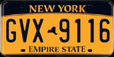 NY license plate GVX9116