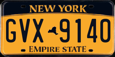 NY license plate GVX9140