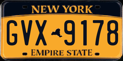 NY license plate GVX9178