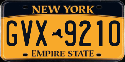NY license plate GVX9210