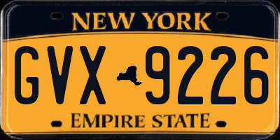 NY license plate GVX9226