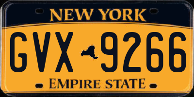 NY license plate GVX9266