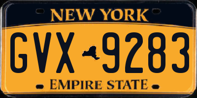 NY license plate GVX9283