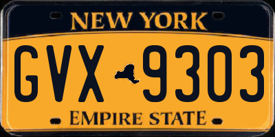 NY license plate GVX9303
