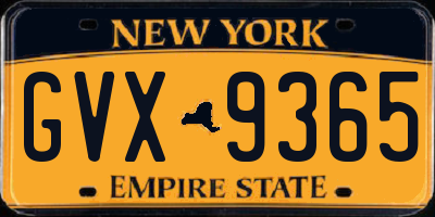 NY license plate GVX9365