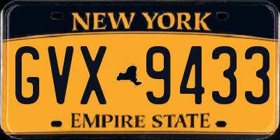 NY license plate GVX9433
