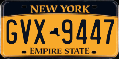 NY license plate GVX9447