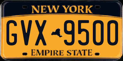 NY license plate GVX9500