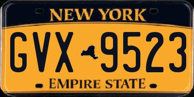 NY license plate GVX9523