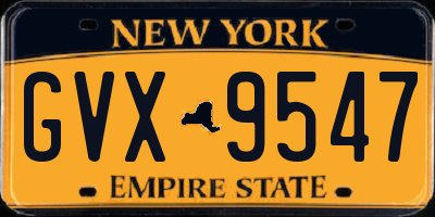NY license plate GVX9547