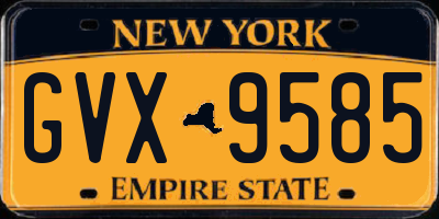 NY license plate GVX9585