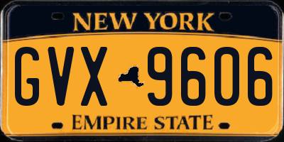 NY license plate GVX9606