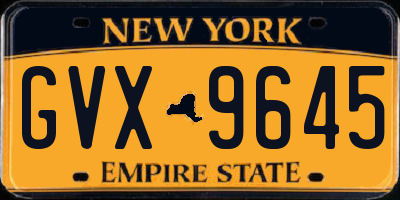 NY license plate GVX9645