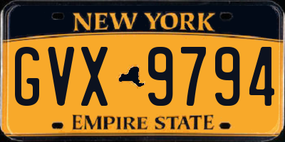 NY license plate GVX9794