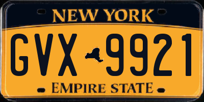 NY license plate GVX9921