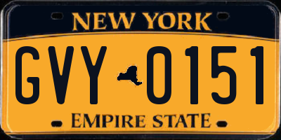 NY license plate GVY0151