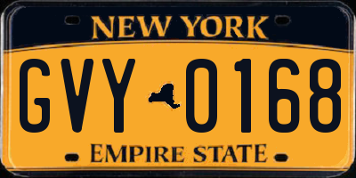 NY license plate GVY0168