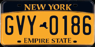 NY license plate GVY0186