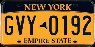 NY license plate GVY0192