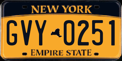 NY license plate GVY0251