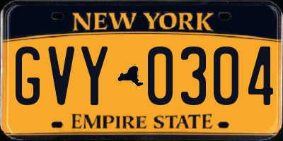 NY license plate GVY0304