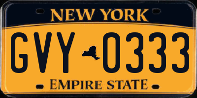 NY license plate GVY0333