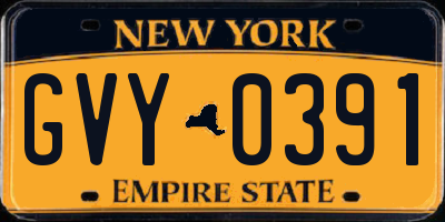 NY license plate GVY0391