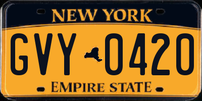 NY license plate GVY0420