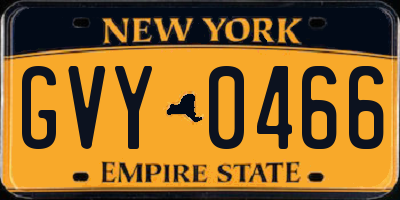 NY license plate GVY0466