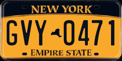 NY license plate GVY0471