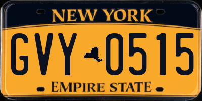 NY license plate GVY0515