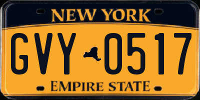 NY license plate GVY0517