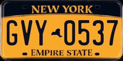 NY license plate GVY0537