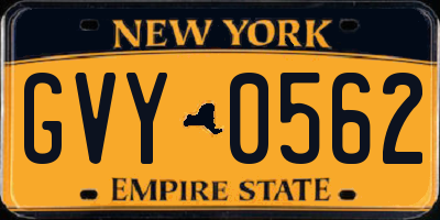 NY license plate GVY0562